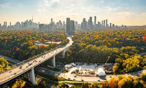 "aerial view of Toronto, Canada in autumn"
