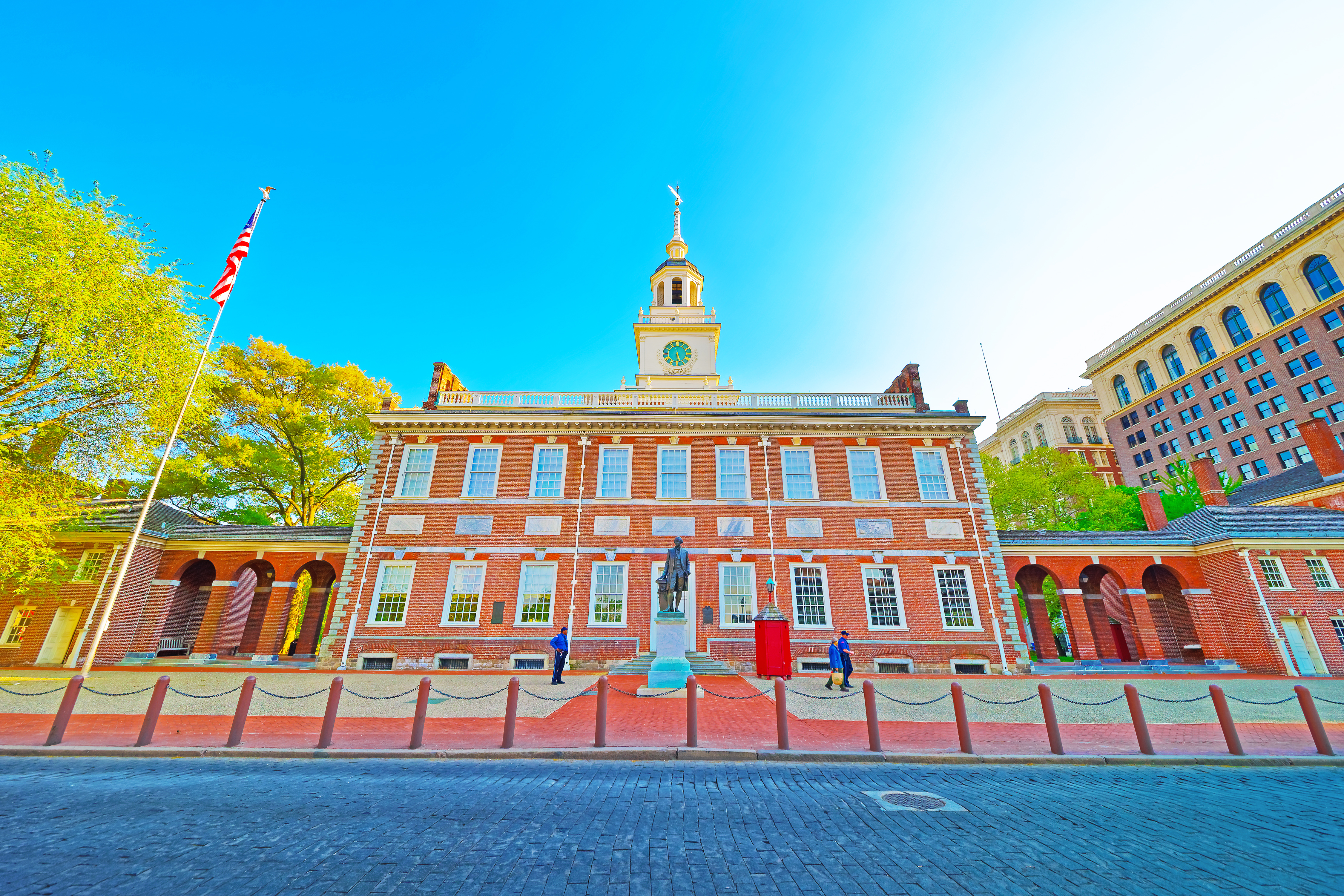 "Independence Hall in Philadelphia on a sunny day"