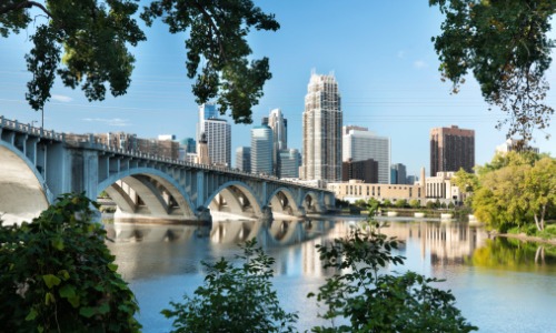 "bridge in Minneapolis, Minnesota on sunny day"