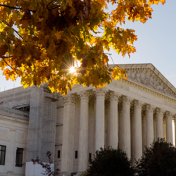 US Supreme Court with fall foliage