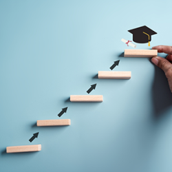 steps leading to graduation cap