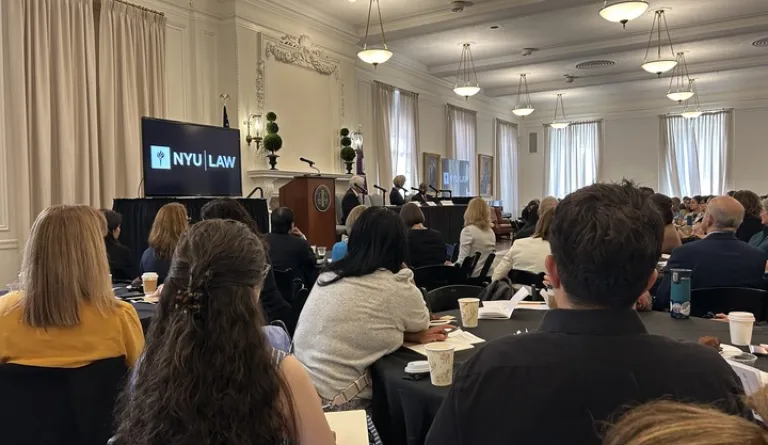 A panel with a crowd