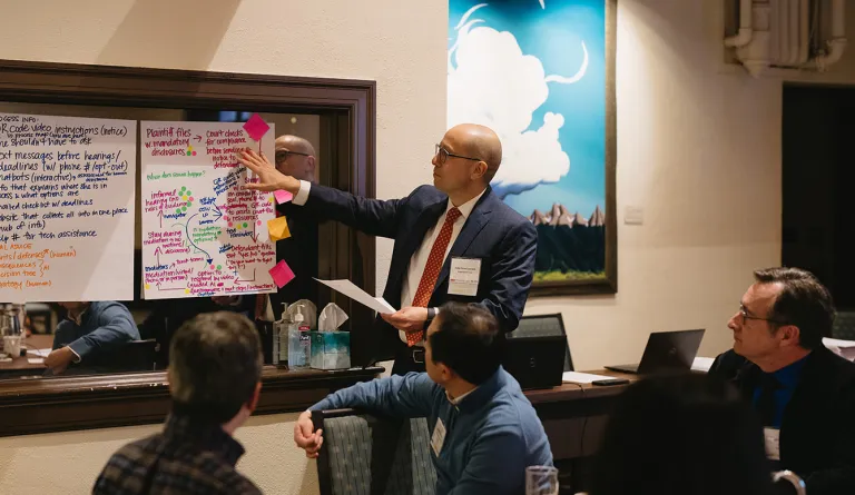 Honorable Adam J. Espinosa presenting shared work at the IAALS Uncomplicated Courts convening