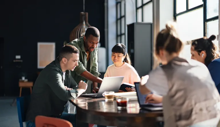 A group working on a project together