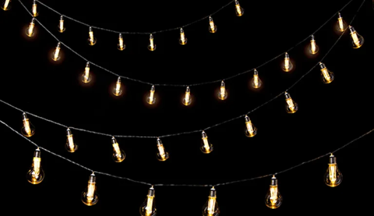 String lights at night