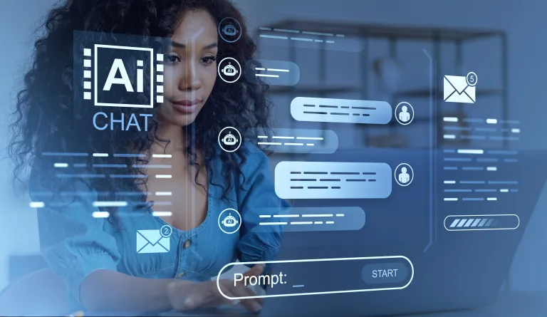 A woman using an AI chatbot.