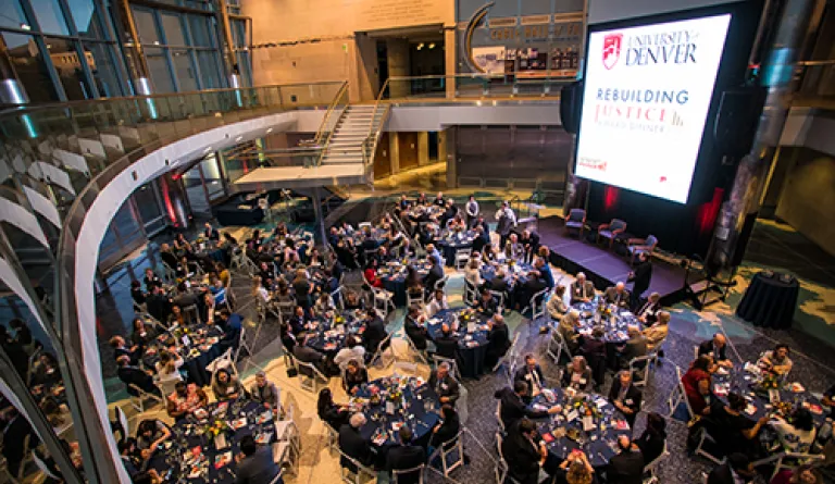 view of people at an event dinner