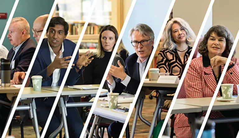 people discussing at table
