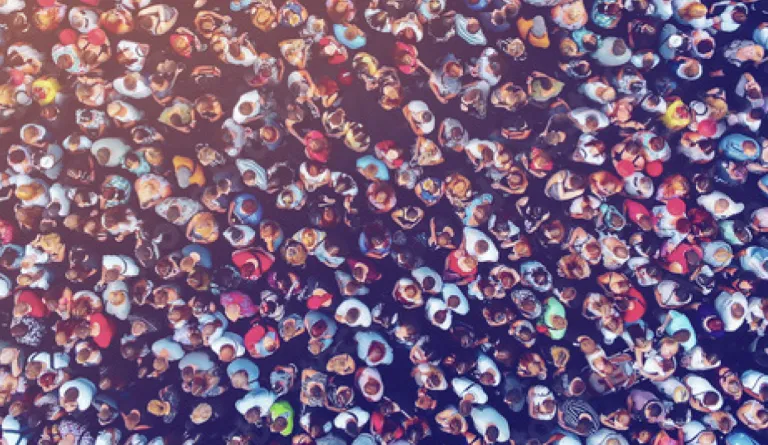 aerial view of crowd of people