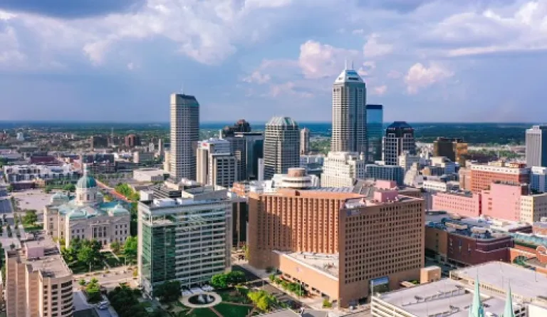 aerial view of downtown Indianapolis, Indiana