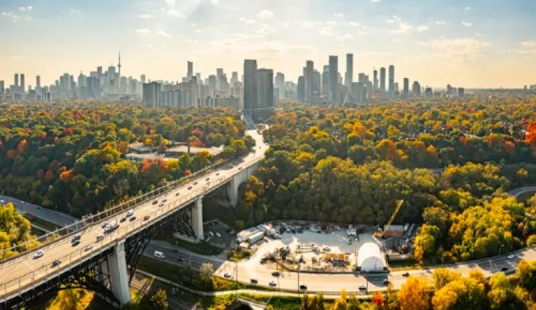 aerial view of Toronto, Canada in autumn
