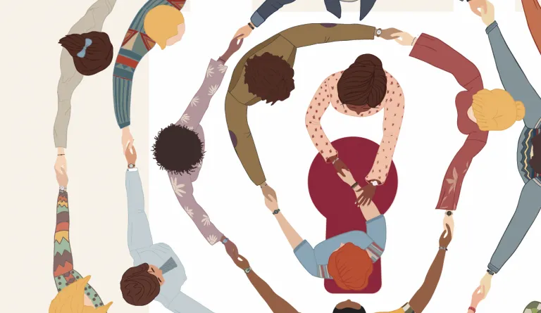 people working together around a lock