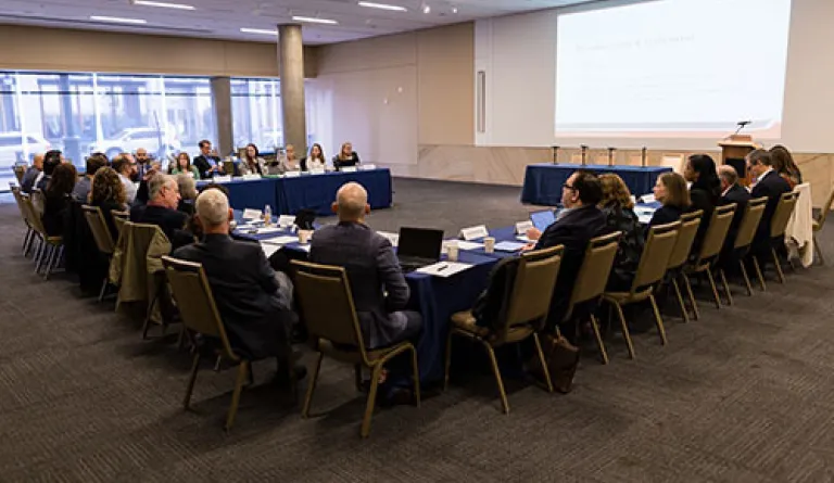 group of people at tables