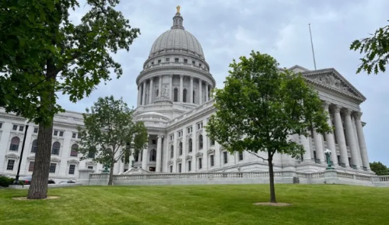 large white building during overcast weather