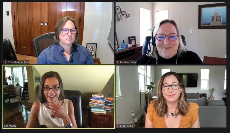 screenshot of four people on Zoom