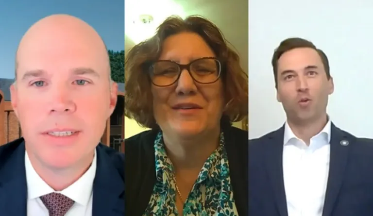 screenshot of three panelists on Zoom