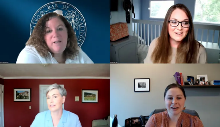 screenshot of four panelists on Zoom