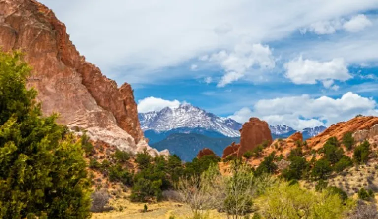 rocky landscape with mountain in background