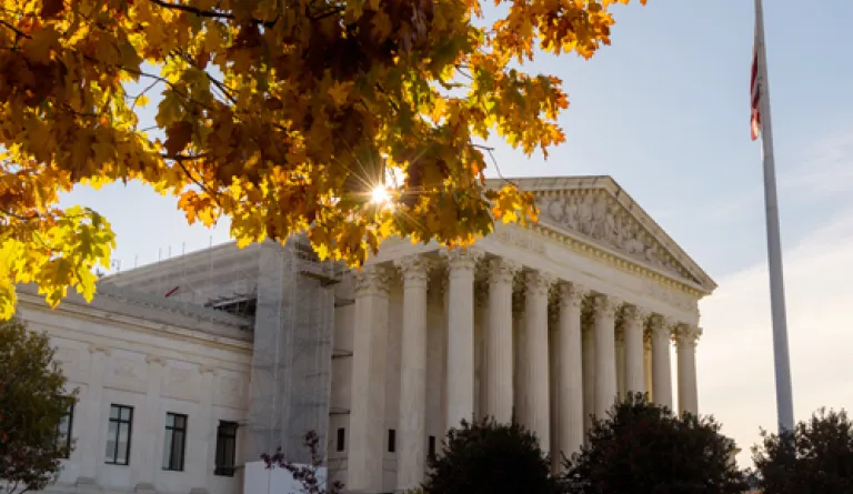 US Supreme Court with fall foliage