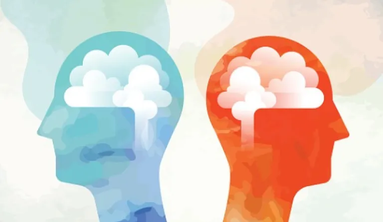 two heads looking to opposite sides