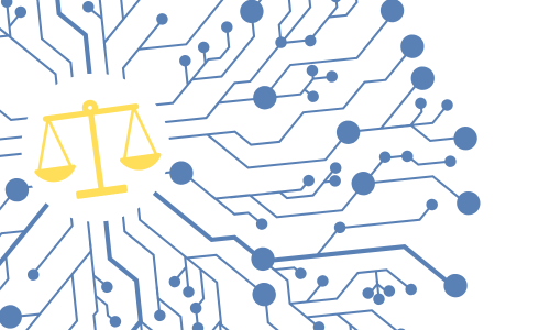 Justice scales in a digital universe