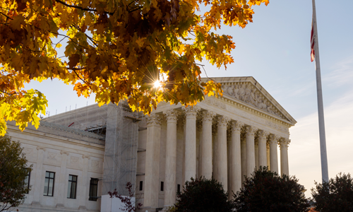 US Supreme Court with fall foliage