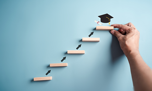 steps leading to graduation cap