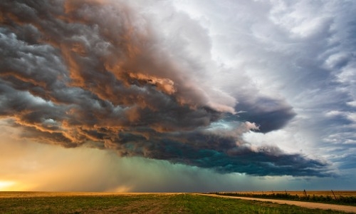 stormy sky over field