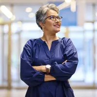 A woman looking skyward
