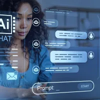 A woman using an AI chatbot.