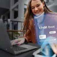 Woman using an AI chat bot