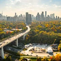 aerial view of Toronto, Canada in autumn