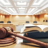 courtroom gavel and law books