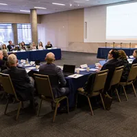 group of people at tables