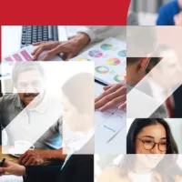 Cover of publication with people collaborating and getting legal help amongst arrow motif