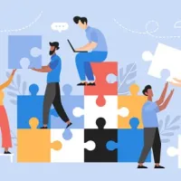 illustration of people putting puzzle together