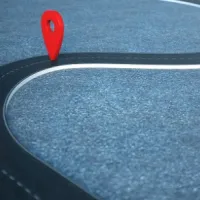 winding path with red location markers