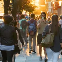 people walking in a town