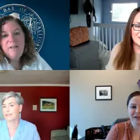 screenshot of four panelists on Zoom