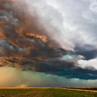 stormy sky over field