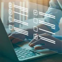 taking survey on a laptop