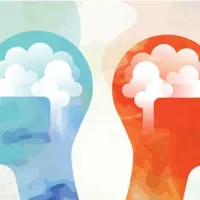 two heads looking to opposite sides