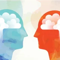 two heads looking toward each other