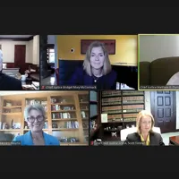 five people on Zoom call