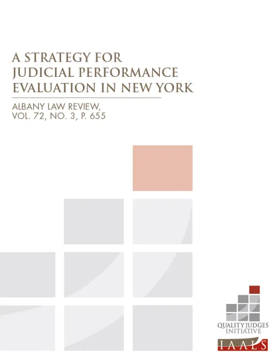 A Strategy for Judicial Performance Evaluation in New York