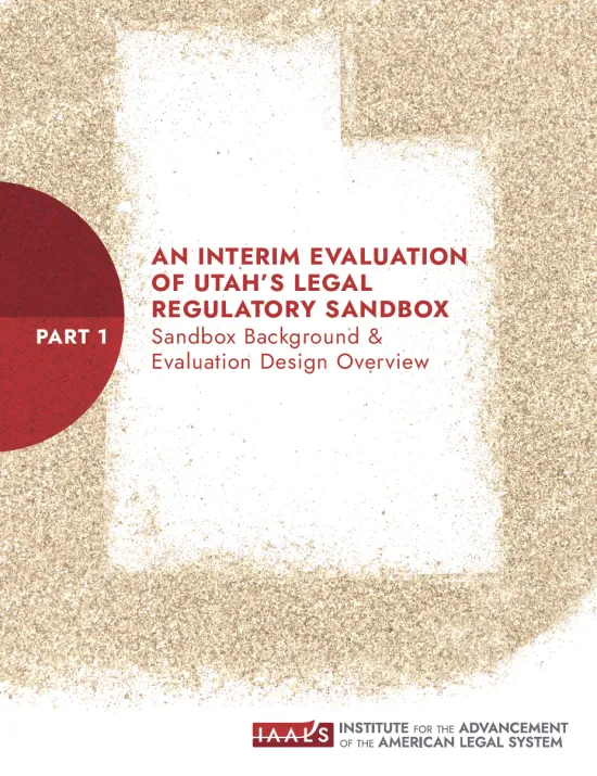 Publication cover featuring sand in the outline shape of the state of Utah