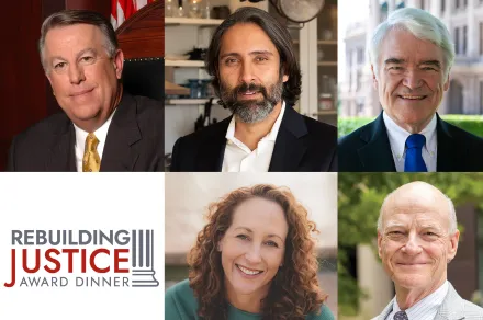 Five headshots of people. 