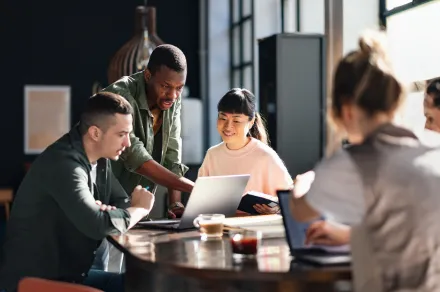 A group working on a project together