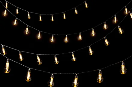 String lights at night