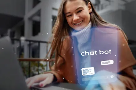 Woman using an AI chat bot